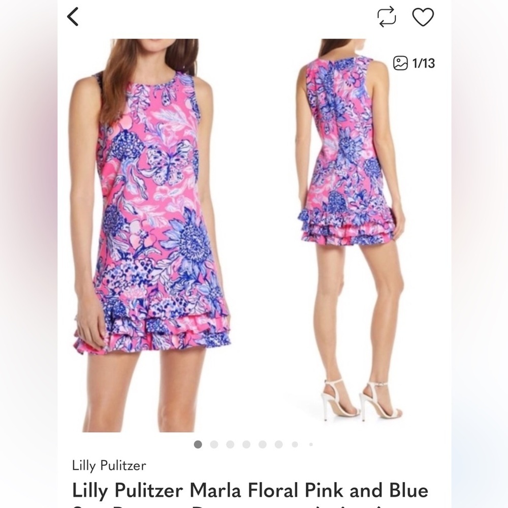 Lilly Pulitzer Pink and Blue Floral Ruffled dress